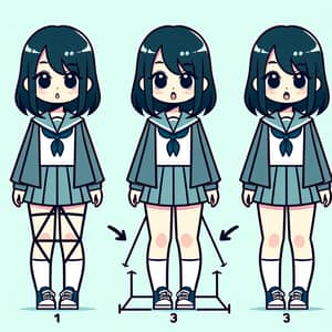Geometric Asian Girl Illustration | Japanese School Uniform