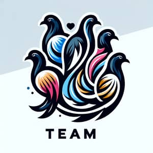 Unique Team Logo with 5 Distinctive Pigeons