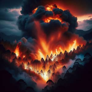 Majestic Untamed Fire in Dense Forest