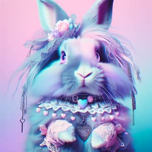 Pastel Goth Rabbit | Adorned with Choker and Lace Gloves