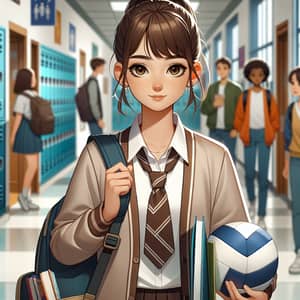 Black High School Student with Volleyball - Academic and Sports Enthusiast