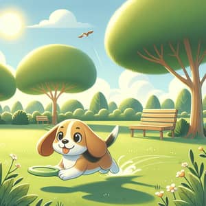 Energetic Beagle Playing Outdoors in Lush Park | Playful Scene