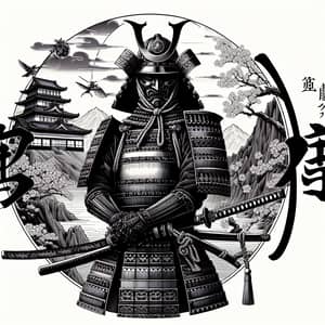 Meticulously Detailed Samurai Warrior in Traditional Japanese Attire