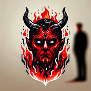 Red Head Demon Illustration - Dark Fire Background