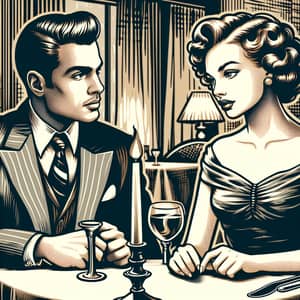 1940s Style Intimate Conversation in Italian Restaurant