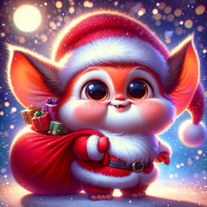 Adorable Christmas Santa with Big Ears and Gifts
