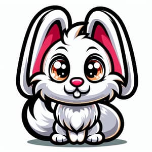 Charismatic Cartoon Rabbit with Long Ears and Fluffy Tail