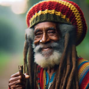 Serene Elderly African Gentleman in Colorful Caribbean Attire