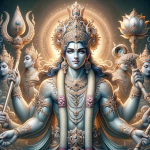 Divine Lord Vishnu: Detailed Full-Body Portrait with Cosmic Majesty