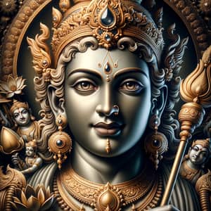 Detailed Close-up Portrait of Lord Vishnu | Hindu Deity Mythology Art