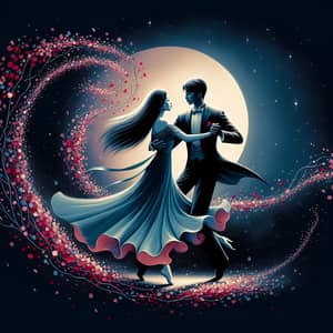 Expressive Display of Love in Motion | Dancing Figures in Moonlight