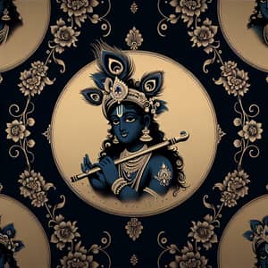 Divine Krishna Wallpaper - Black Background