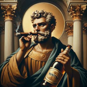 Saint Elmo with Cigar and Alcohol | Serene Religious Image