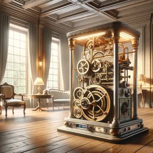 Intricate Old-Fashioned Time Machine in a Serene Room