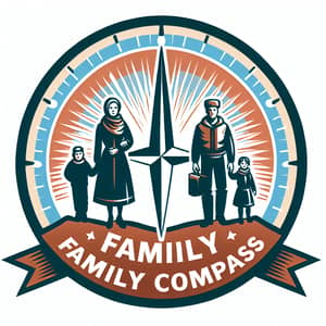 Family Compass - Support Center Logo Design with Compass and Russian Family