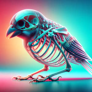 Skeletal-Like Finch on Vibrant Background