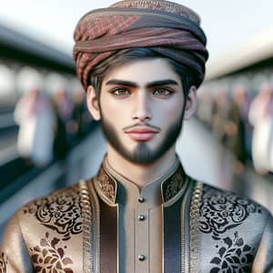 20-year-old Pakistani Boy in Royal Arabic Attire | Strong Eyes