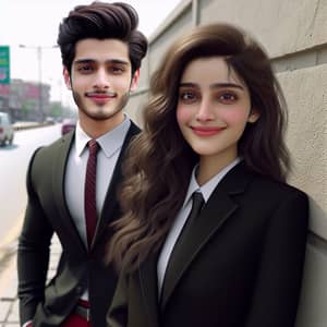 19-Year-Old Pakistani Boy and 25-Year-Old Girl in Black Suit and Red Trousers