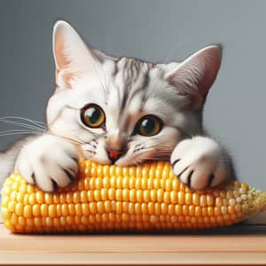 Adorable Cat Eating Corn | Cute Kitten Mealtime