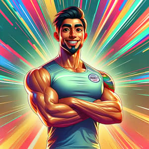 Pixar-Style Crossfit Coach: Energizing Motivation in Vibrant 3D Animation