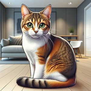 Adorable Domestic Short-Haired Cat in Modern Home Setting