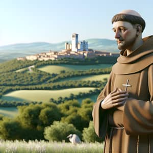 3D Rendering of Saint Francis of Assisi in Serene Outdoor Setting