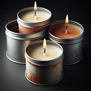 Set of 3 Vintage Tin Container Candles