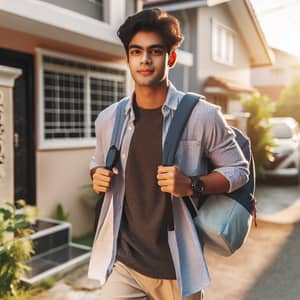 Saturday Morning South Asian Student Heading to Classes