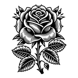 American Traditional Tattoo Rose Coloring Page