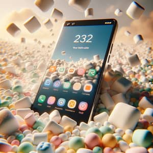 Virtual Smartphone in Whimsical Marshmallow Environment