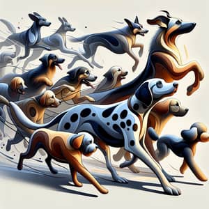 Abstract Rescue Dogs Art: Dalmatian, German Shepherd, Golden Retriever & Poodle