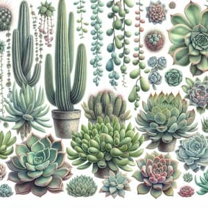 Beautiful Watercolor Painting of Succulent Plants