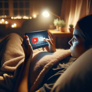 Cozy Bedtime Scene: Watching YouTube in Comfort
