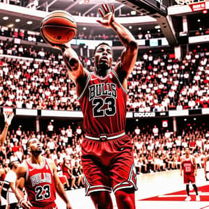 Intense Chicago Bulls Basketball Player Jump Shot