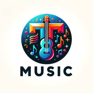 Modern Logo Design for T-Music: Notes, Guitars & Headphones
