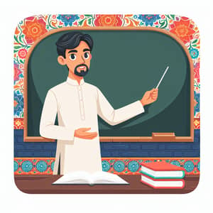 South Asian Male Teacher Explaining Lessons in Traditional Classroom