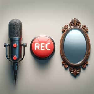Microphone and REC Button Image with Mirror Reflection