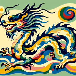 Majestic Dragon in Gaugin Style - Bold Colors & Simplified Shapes