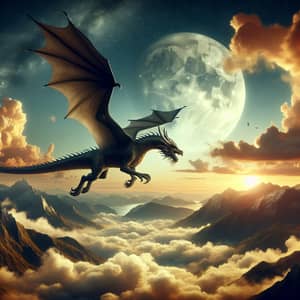 Majestic Dragon Flying High in the Sky