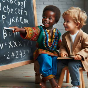 Multicultural Learning: African Child Teaching White Child