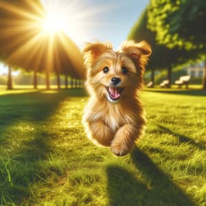 Playful Dog in Sunny Park: Pure Joy and Contentment