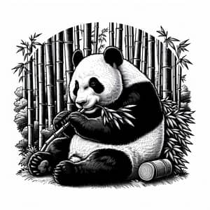 Panda Bear in Bamboo Forest: Serene Nature Scene