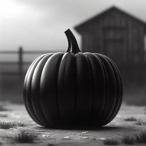 Unique Black Pumpkin | Eerie Monochrome Scene