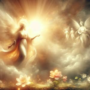 Tranquil Heaven: Symbolic Figure Illuminated in Peaceful Light