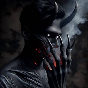 Intriguing South Asian Man - Mystical Claws, Red Embers, and Glowing Horns
