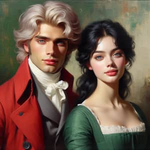 Handsome Young Man and Beautiful Woman Oil Painting