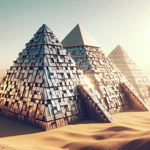 Ancient Egyptian Pyramids with Modern Steel Metal Cassettes