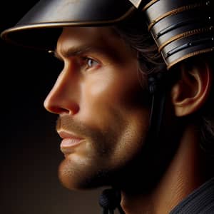 Profile View of Samurai Warrior's Strong Facial Features