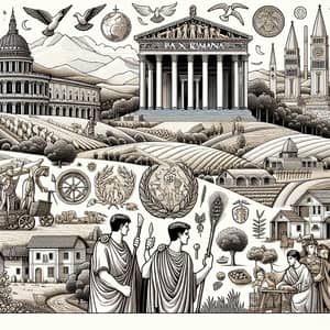 Coloring Page Depicting Reign of Caesar Augustus and Pax Romana