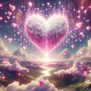 Unlimited Love: Radiant Hearts Shower in Open Sky